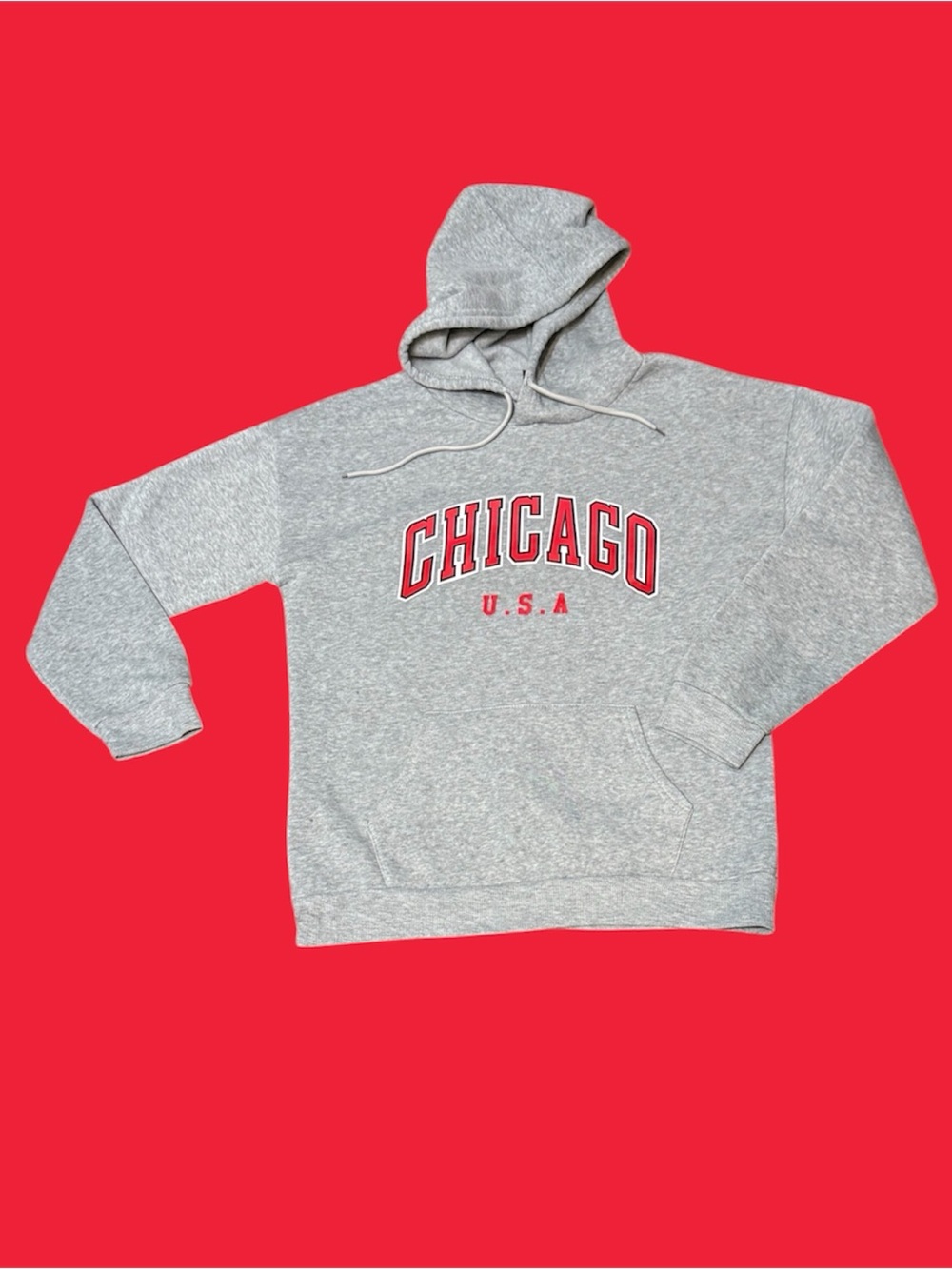 Hoodie with Red Chicago U.S.A. Lettering Medium